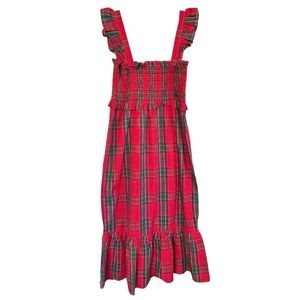 Nicole Miller Women's Plaid Smocked Bodice Dress 🎄🎅🏻